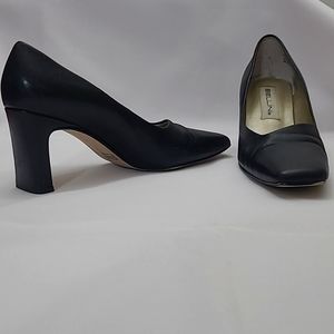 Bellini Square Toe Black Leather 3" Size 9M Heels